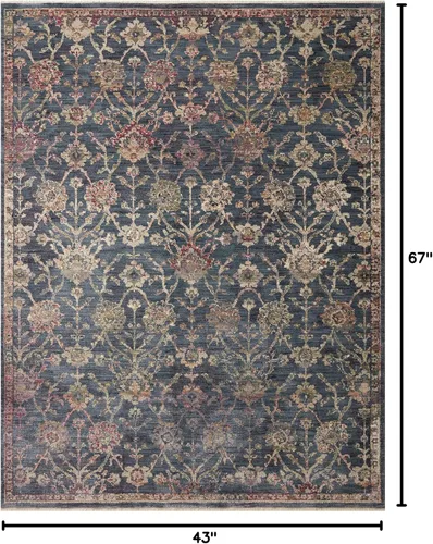 Vista 3 de Loloi Giada Collection GIA-05 - Alfombra decorativa tradicional, azul marino/multicolor, 3'-7" x 5'-7