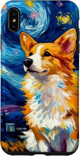 Vista 11 de Carcasa para iPhone 16 Welsh Corgi Dog Starry Night Van Gogh Welsh Corgi