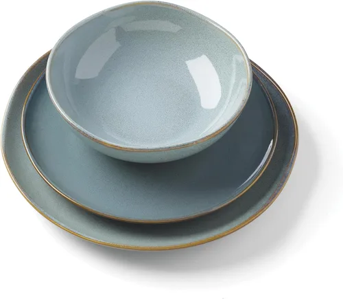Vista 6 de Oneida 897199 Organic Shades - Juego de vajilla de 12 piezas, color azul pizarra