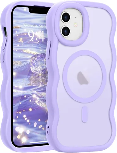 Vista 124 de Pepmune - Funda para iPhone 12 Pro Max con marco ondulado y estructura rígida, color mate claro, cubierta trasera unisex, compatible con Magsafe