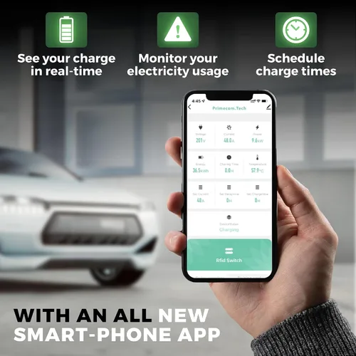 Vista 7 de PRIMECOM.TECH - Estación de carga inteligente para el hogar de vehículos eléctricos de nivel 2 de 50 amperios de 220 voltios para Tesla y todas