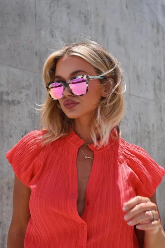 Vista 2 de DIFF Bella Designer - Gafas de sol cuadradas de gran tamaño para mujer, 100% protección UVA/UVB, colores de moda de moda Tortoise