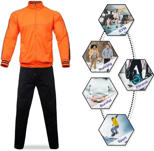 Vista 3 de AKsit Conjunto deportivo de 2 piezas con capucha para hombre, conjunto deportivo de moda