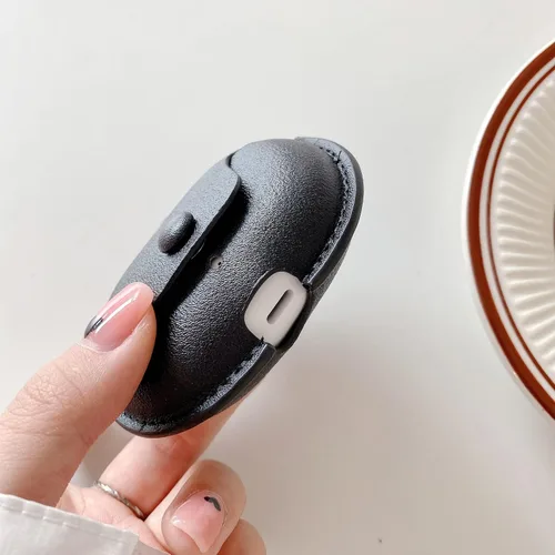 Vista 4 de Funda protectora de piel a prueba de golpes con colgante para Samsung Galaxy Buds 2 negro para Samsung Galaxy Buds2/Pro/Live