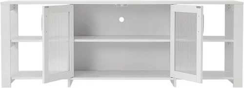 Vista 8 de Panana Soporte de TV de 2 puertas, mueble de 4 puertas para sala de estar para televisores de hasta 70 pulgadas (blanco)