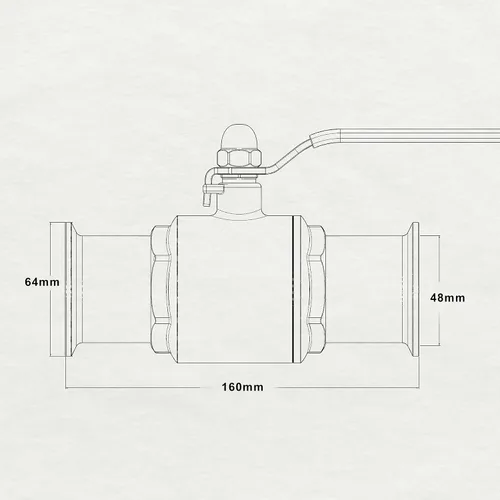 Vista 5 de Válvula de bola de 2" Tri-Clamp para elaboración de cerveza casera, acero inoxidable 304, 2" Tude OD, PTFE forrado
