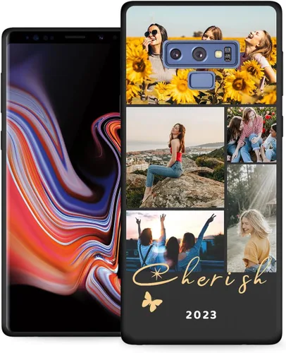Vista 16 de Funda personalizada para Samsung Galaxy Note 9 con nombre de texto y foto - Funda suave y fina personalizable Note9 (negro)