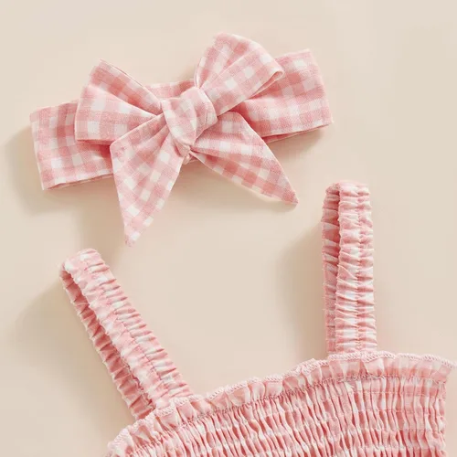Vista 3 de Conjunto de ropa de verano sin mangas para bebé recién nacida, con volantes y cuello halter