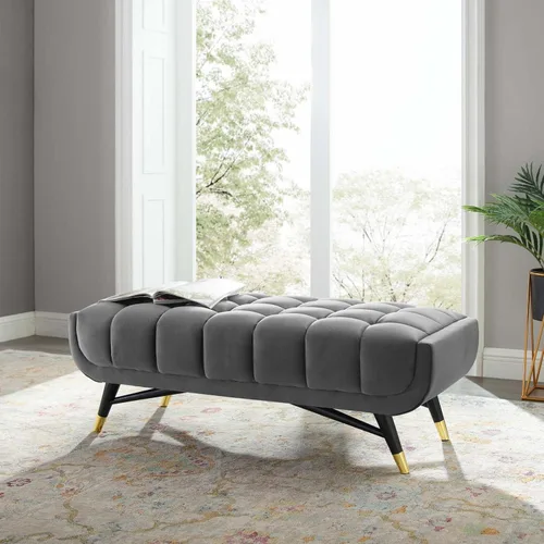 Vista 2 de Modway Adept - Banco de terciopelo de rendimiento de 47.5 pulgadas, color gris