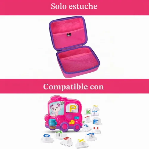 Vista 7 de Estuche de transporte de almacenamiento compatible con el juego de letras magnéticas Leapfrog Fridge Phonics, rosa, solo funda