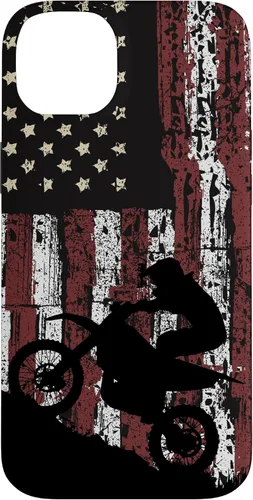 Vista 15 de Motocross Dirt Track Racing - Carcasa para iPhone 17, diseño de bandera de EE. UU., estilo vintage