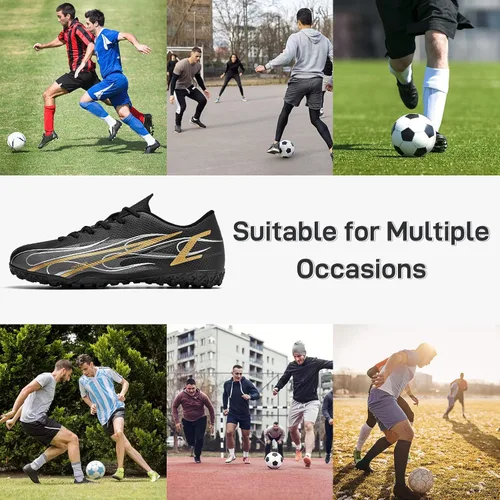 Vista 6 de Zapatos de fútbol para hombre, botas de fútbol atléticas, transpirables, con pinchos, antideslizantes, para entrenamiento en interiores