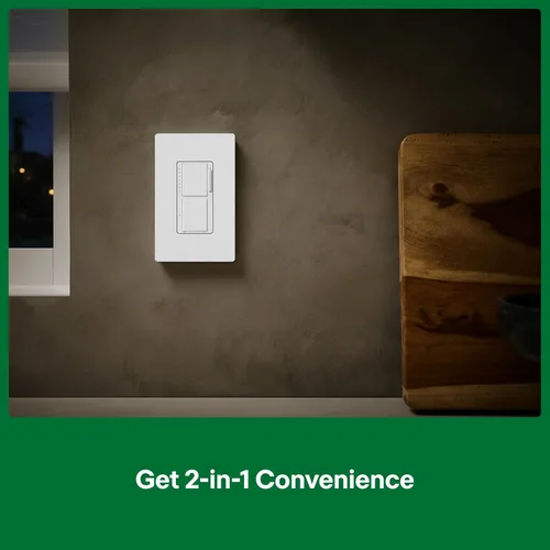 Vista 5 de Lutron Maestro LED+ - Regulador e interruptor dual Bombillas LED de 75 vatios/ventiladores de 2.5 A, un solo polo MACL-L3S25-WH Blanco