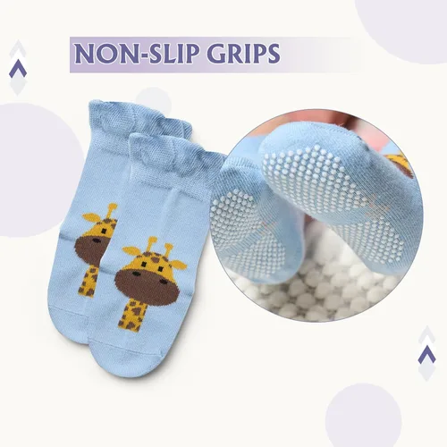 Vista 4 de Calcetines de algodón para bebés y niños pequeños con empuñaduras, antideslizantes, 6