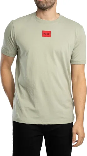 Vista 33 de Hugo Mens Ribbed Crew Neck Regular Fit Center Logo T-Shirt Blanco (Chalk White)