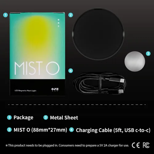 Vista 7 de ONF Mist O Shelf - Luz magnética LED colorida para promover el crecimiento de plantas de interior, puerto tipo C adaptable para decoración