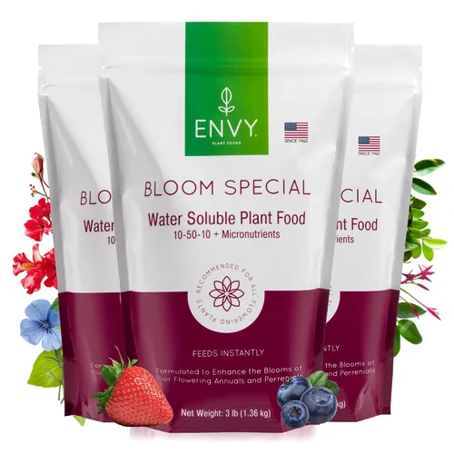 Vista 12 de ENVY Bloom Special Professional Grade (10-50-10) Alimento vegetal soluble en agua, promueve flores más grandes y hermosas (1.5 libras)