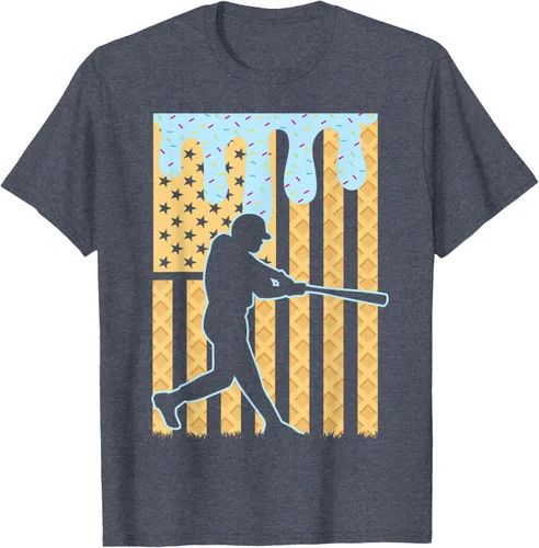 Vista 106 de Camiseta de béisbol Drip Boys Dripping Ice Cream Baseball American Flag, Negro -, Pequeña