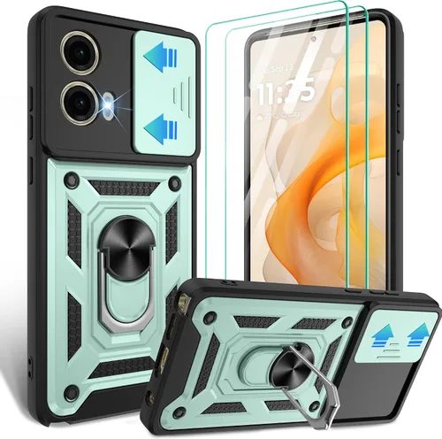 Vista 21 de Gritup Funda para Moto G Stylus 5G-2021 con cubierta deslizante para cámara 1 paquete de protectores de pantalla HD Soporte de metal giratorio