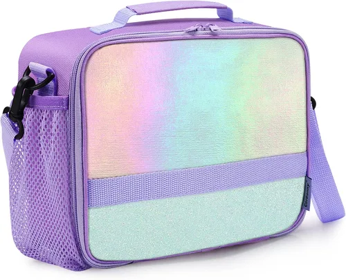 Vista 13 de Cerbonny Lonchera para niños, bolsa de almuerzo aislada para niñas y niños, poliéster duradero con forro de PEVA, correa de hombro ajustable, 10.8