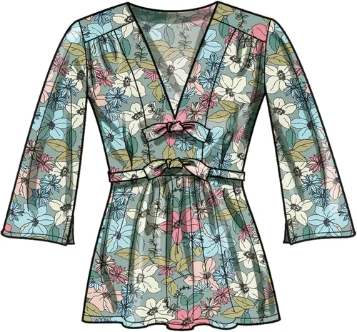 Vista 5 de Simplicity Misses' - Paquete de patrón de costura con cuello en V, código S9748, tallas 6-8-10-12-14, multicolor