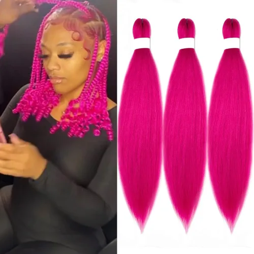 Vista 58 de Pelo trenzado corto 1B negro preestirado Extensiones de pelo trenzado para niños para trenzas de caja sin nudos, pelo trenzado preestirado de 16