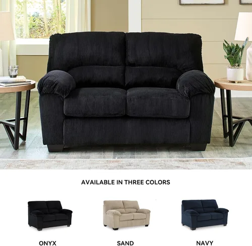Vista 8 de Signature Design by Ashley Sofá biplaza sin montaje, 63 pulgadas, sofá ónix Onyx polyester chenille velvet, Fits 32 in doors, Anti-sag platform
