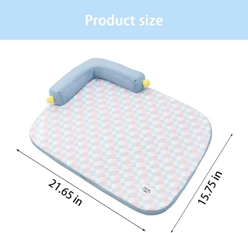 Vista 6 de Camas para gatos con almohada para interiores, alfombrillas de verano extraíbles lavables y refrescantes para mascotas Azul