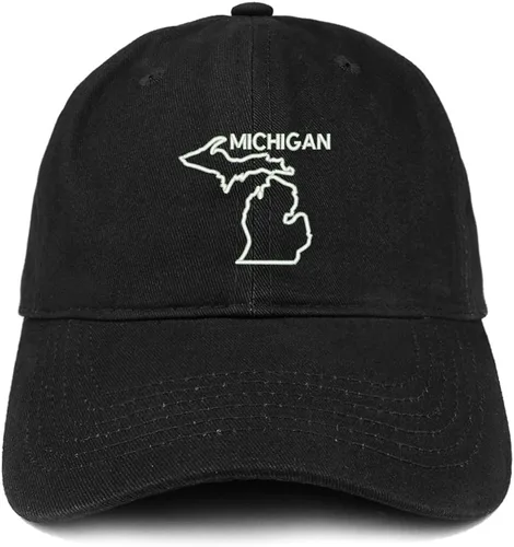 Vista 19 de Trendy Apparel Shop Michigan Text State Outline State - Sombrero de algodón bordado para papá