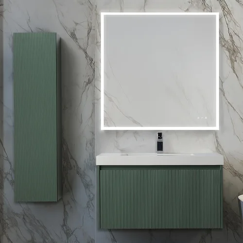 Vista 40 de Blossom Lavabo de baño de 20 pulgadas con tocador, todo en madera montado en la pared, gabinete flotante de baño con tocador con fregadero