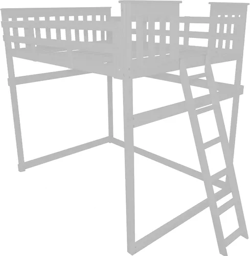 Vista 2 de Furniture Barn USA - Cama tipo loft de tamaño individual con escalera final, pintado de pino negro