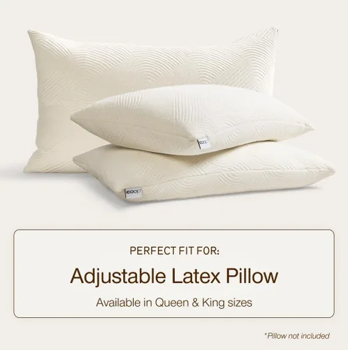 Vista 5 de Coop Home Goods Funda de almohada de látex tamaño King, funda de almohada ultrasuave y transpirable de mezcla de algodón con cremallera, lavable a