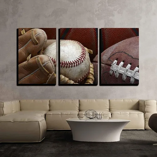 Vista 514 de wall26 Lienzo enmarcado para pared, juego de arte de primer plano, detalles de costuras de béisbol, atletas deportivos, fotografía, moderno