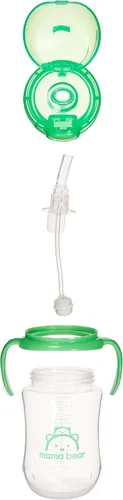 Vista 5 de Marca Amazon Mama Bear - Vaso sorbo de silicona a prueba de derrames, apto para lavavajillas, con asas extraíbles, sin BPA, 9 onzas, azul/verde