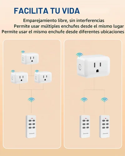 Vista 5 de DEWENWILS Toma de corriente inalámbrica, interruptor de salida eléctrico programable y expandible, interruptor de luz remoto inalámbrico, rango