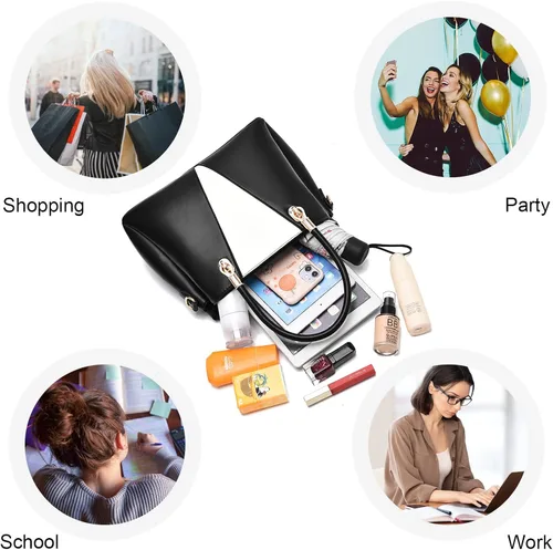 Vista 6 de Bolsos de mano de piel sintética para mujer bolsos de hombro con asa superior