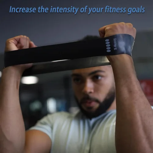 Vista 6 de Bandas de resistencia para entrenamiento, bandas de ejercicio de látex, bandas elásticas para ejercicio con guía de entrenamiento y bolsa