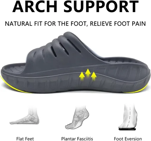 Vista 2 de GPOS Sandalias de recuperación deportiva para hombre, para fascitis plantar, gruesas, acolchadas, ligeras, cómodas, ortopédicas