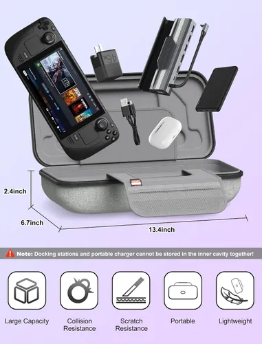 Vista 3 de Hevanto Funda de transporte compatible con cubierta de vapor, bolsa impermeable para consola de vapor con accesorios de funda, cremallera de mango