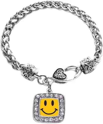 Vista 9 de Pulsera de dijes cuadrados de plata con joyería de circonita cúbica