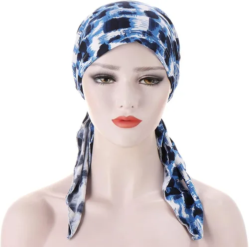Vista 2 de Qhome - Pañuelo de cabeza con diamantes de imitación para mujer, gorra de quimioterapia, bandana de elastano Du Rag