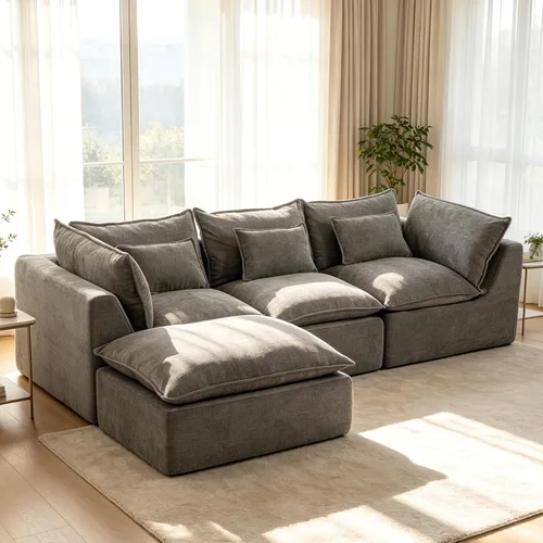Vista 24 de Sofás seccionales de nube deshuesada de 110 pulgadas para sala de estar, sofá modular en forma de L con otomana, moderno y cómodo sofá nube con Negro