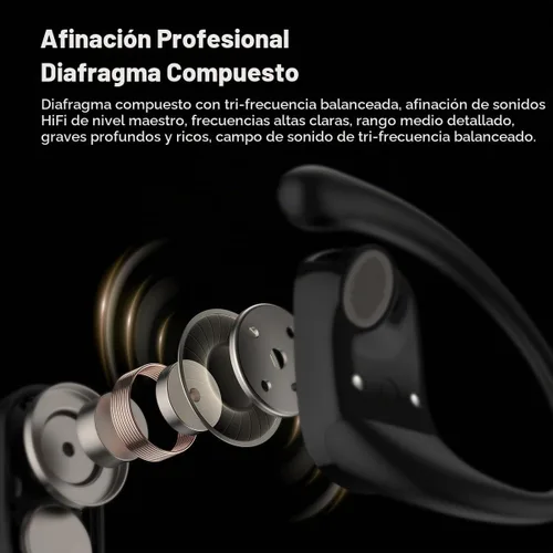 Vista 8 de Auriculares Bluetooth de conducción de aire, IPX5 impermeables de conducción de aire, audífonos sobre la oreja con micrófono, auriculares sobre