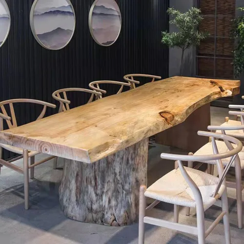 Vista 2 de LITFAD Live‑Edge Mesa de comedor de pino, escritorio de madera maciza