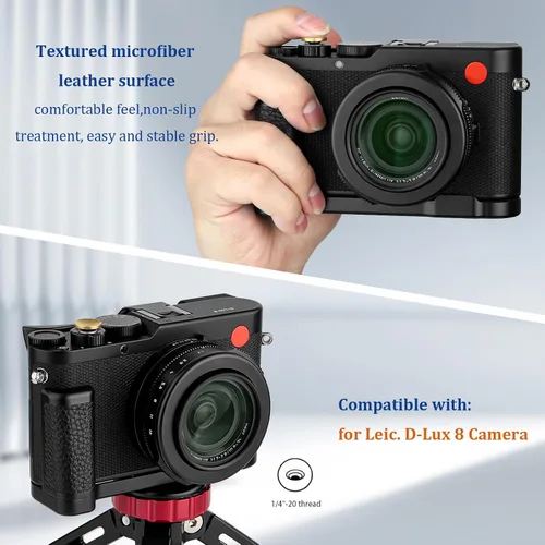 Vista 4 de Haoge Mango HG-D8 para Leica D-Lux 8 Cuerpo de cámara Soporte de agarre en forma de L