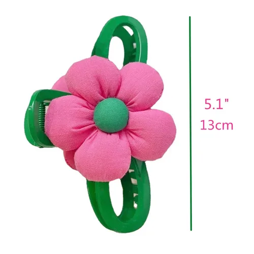 Vista 2 de QTMY Pinzas para el pelo de flores rosas, pinzas para el cabello, pinzas de sujeción fuerte, pinzas de garra de mandíbula, pinzas para el cabello