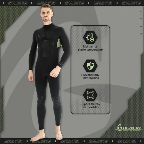 Vista 4 de GoldFin Traje de neopreno para hombre, 0.118 pulgadas (0.118 in) con cremallera trasera para mantener el calor en agua fría