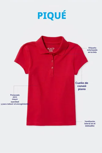 Vista 6 de The Children's Place Girls' Short Sleeve Pique Polo, 2 Pack Daybreak paquete de 2