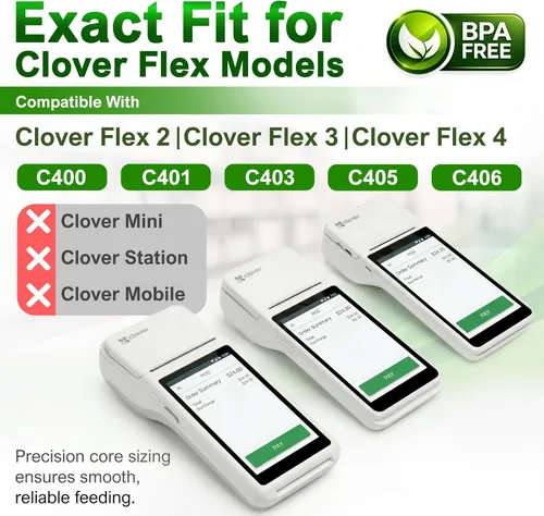 Vista 2 de Rollo de papel térmico para papel de recibo Clover Flex 2 1/4 x 55 (10 rollos)