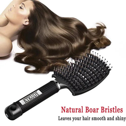Vista 3 de Cepillo Desenredante con Cerdas de Jabalí Juego KTKUDY Cepillo para Cabello Curvado y Ventilado Cepillo Desenredante para Mujeres Hombres Niños